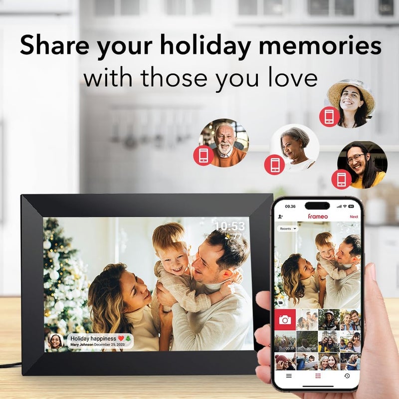 Axcedkee 10.1Inch WiFi Digital Picture Frame IPS Touch Screen HD Disply,Video Clips and Slide Show,Auto-Rotate, Wall Mountable,Send Photos Instantly from Anywhere with via Frameo APP (10.1 INCH) - Image 4